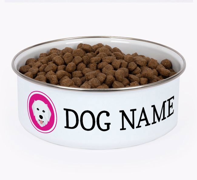 Name and Icon: Personalized {breedFullName} Enamel Dog Bowl